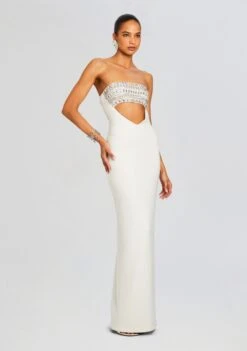 Swan Embellished Dress 9 Swan Embellished Dress -Retrofete Sales Store Ecommerce Crop 24 03 27 SWANDRESS WHITESILVER 1095 ECOMM