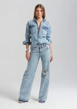 Bronte Wide Leg Crystal Embellished Jean -Retrofete Sales Store Ecommerce Crop Retrofete Ecomm set2 Look13 1864