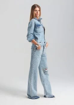 Bronte Wide Leg Crystal Embellished Jean -Retrofete Sales Store Ecommerce Crop Retrofete Ecomm set2 Look13 1883